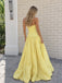 Elegant Yellow Satin Strapless A-line Prom Dress, Evening Dress, PD28231246