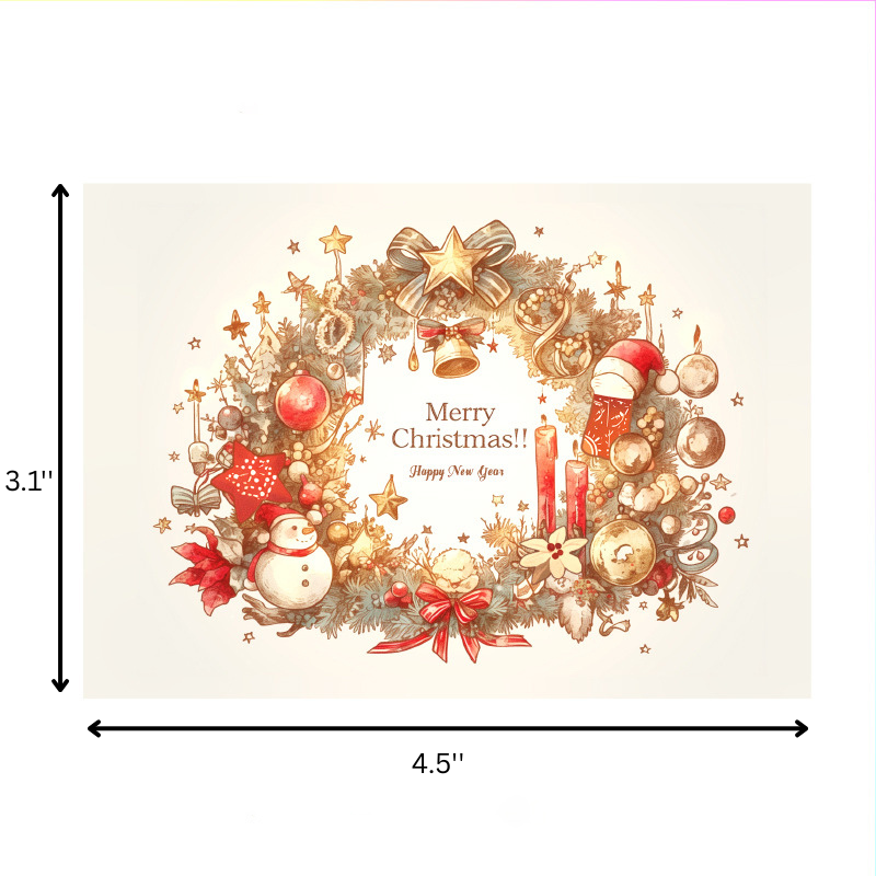 Christmas Wreath Mini Card Set – 5 Designs, Holiday Greeting Cards for Gifts & Messages