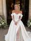 Elegant Off the Shoulder Lace Trim A-line Wedding Gowns with Long Sleeves, WD3228