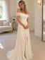 Elegant Off Shoulder Pleated Side Slit A-line Wedding Dress, WD0092