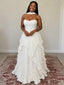 Elegant Ivory Strapless Pleated Ruffled A-line Weding Dress, WD32236