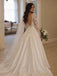 Gorgeous Ivory Lace Long Sleeves A-line Satin Wedding Dress, WD0043