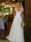 Elegant Ivory Chiffon Low Back A-Line Wedding Gown, Evening Gown, PD37673