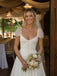 Elegant Ivory Chiffon Low Back A-Line Wedding Gown, Evening Gown, PD37673
