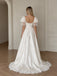 Elegant Off Shoulder A-line Lace Wedding Dress with Puff Sleeves, WD32244