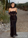 Elegant Black Strapless Mermiad Prom Dress with Long Sleeve, Evening Dress, PD382291