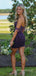 Sparkly Purple Beading Off the Shoulder Tight Short Homeocming Dress with Tassels, HC382287