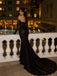 Gothic Black Off Shoulder Lace Mermaid Evening Dress with Long Sleeves, Prom Dress, PD28231261