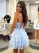 Elegant Yellow Chiffon Strapless A-line Ruffles Short Homecoming Dress, HD32795