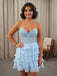 Elegant Yellow Chiffon Strapless A-line Ruffles Short Homecoming Dress, HD32795