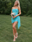 Elegant Blue Beaded Pleated Strapless Short Homecoming Dress, HC382328