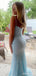 Stunning Soft Blue Beaded Mermaid Long Prom Dress, Evening Dress, PD3823043