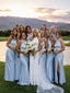 Elegant Light Blue Halter Long Bridesmaid Dress, Maids of Honor Dress, PD2823082