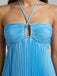 Unique Blue Pleated Halter A-line Prom Dress, Evening Dress, PD381986