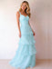 Elegant Light Blue Chiffon Tiered A-line Prom Dress, Evening Dress, PD2823064