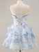 Elegant Pink Floral Ruffles A-line Corset Homecoming Dress, Prom Dress, PD382251