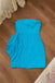 Elegant Blue Strapless Ruched Short Homecoming Dress, PD382265