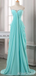 Elegant Aqua Blue Chifffon Strapless Empire Waist Prom Dress, Flowing Beaded Ruched Evening Dress, PD3823000