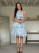 Elegant One Shoulder Blue A-line Short Homecoming Dress, HD32726