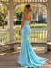 Elegant Blue Satin Strapless Pleated Memaid Prom Dress, Evening Dress, PD28231277