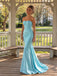 Elegant Blue Satin Strapless Pleated Memaid Prom Dress, Evening Dress, PD28231277