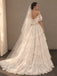 Elegant Off Shoulder A-line Lace Tiered  Boho Wedding Dress, WD32240