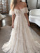 Elegant Off Shoulder A-line Lace Tiered  Boho Wedding Dress, WD32240