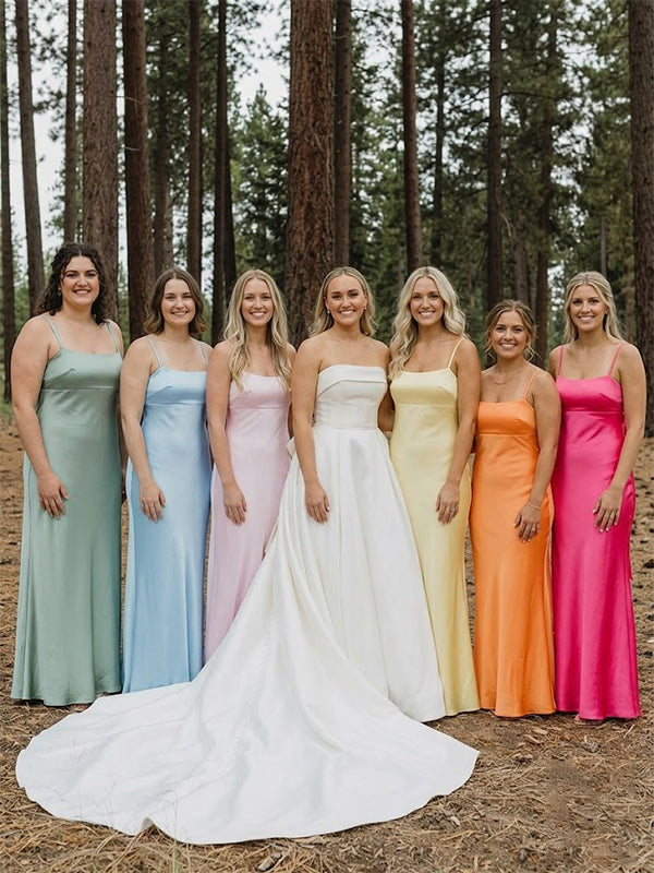 Muti-Color Bow Square Neck Long Bridesmaid Dress, PD2823076