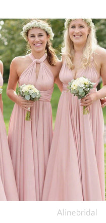 Elelgant Pink Convertible Chiffon Bridesmaid Dress, Prom Dress, PD382978