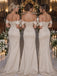Elegant Champagne Off-shoulder Long Bridesmaid Prom Dress,PD3203