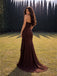 Elegant Brown Pleated Strapless Chiffon Prom Dress with Slit, Evening Dress, PD2823065