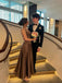 Elegant Brown Corset A-line Bridesmaid Dress, PD2823092