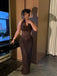 Sexy Brown Halter V-neck Halter Mermaid Evening Dress, Prom Dress, PD28231228