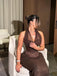 Sexy Brown Halter V-neck Halter Mermaid Evening Dress, Prom Dress, PD28231228