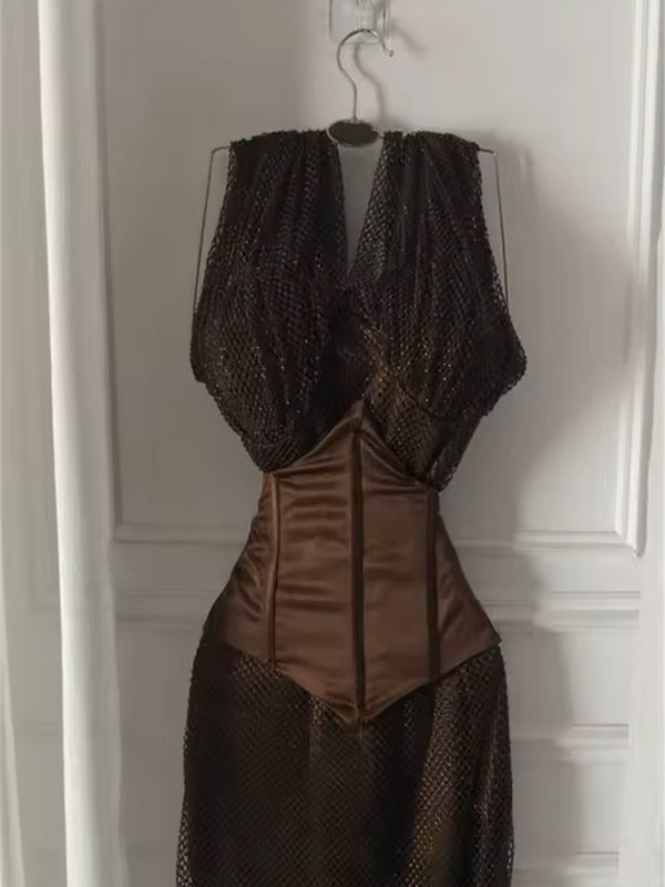 Sexy Brown Halter V-neck Halter Mermaid Evening Dress, Prom Dress, PD28231228