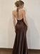 Sexy Brown V-neck Halter Mermaid Long Prom Dress, Evening Dress, PD38116