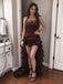 Vintage Burgundy Strapless Ruffles High Low Prom Party Dress, Evening Dress, PD2823087
