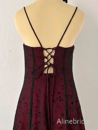 Unique Burgundy Lace-Up Back A-line Tulle Prom Dress, Long Evening Dress, PD3822997