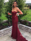 Elegant Strapless Tulle Lace with Train Mermaid Formal Wear For Wedding, Evening Dress, PD382242