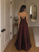 Vinatge Burgundy Strapless A-line Tulle Prom Dress, Evening Dress, PD28231227