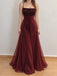 90s Vintage Burgundy Velvet A-line Evening Dress with Embroidered Corset, Prom Dress, PD28231308