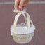 vory Lace & Pearl-Embellished Flower Girl Basket with Satin Bow Handle