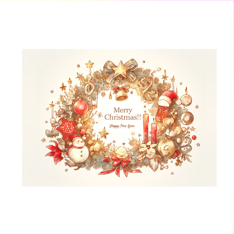 Christmas Wreath Mini Card Set – 5 Designs, Holiday Greeting Cards for Gifts & Messages