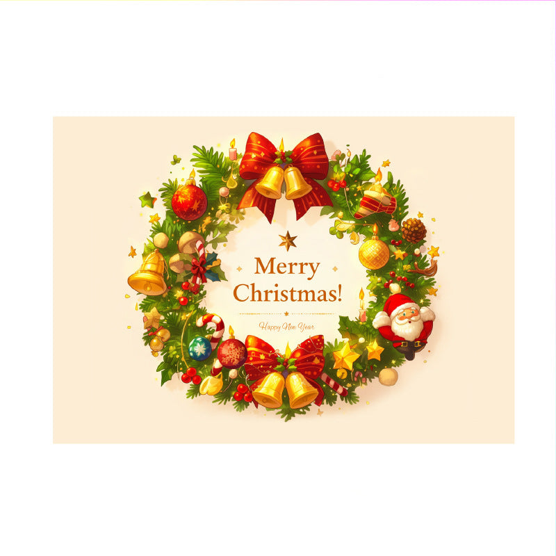 Christmas Wreath Mini Card Set – 5 Designs, Holiday Greeting Cards for Gifts & Messages
