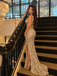 Sparkly Champagne Sequin Side Slit Mermaid Evening Dress, Prom Dress, PD28231283
