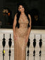 Sparkly Champagne Sequins Strapless Mermaid Prom Dress, Evening Dress, PD2823093
