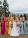 Muti-Color One Shoulder Satin Long Bridesmaid Dress, PD2823078