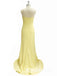 Elegant Yellow Strapless Ruffles Long Prom Dress with Slit, Corset Evening Dresses, PD382266