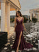 Elegant Purple Lace Beaded Backless Mermaid Prom Dress with Slit-Long Evening Dress, PD37744
