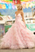 Pink Elegant V-neck Sleeveless A-line Long Prom Dress, PD3624
